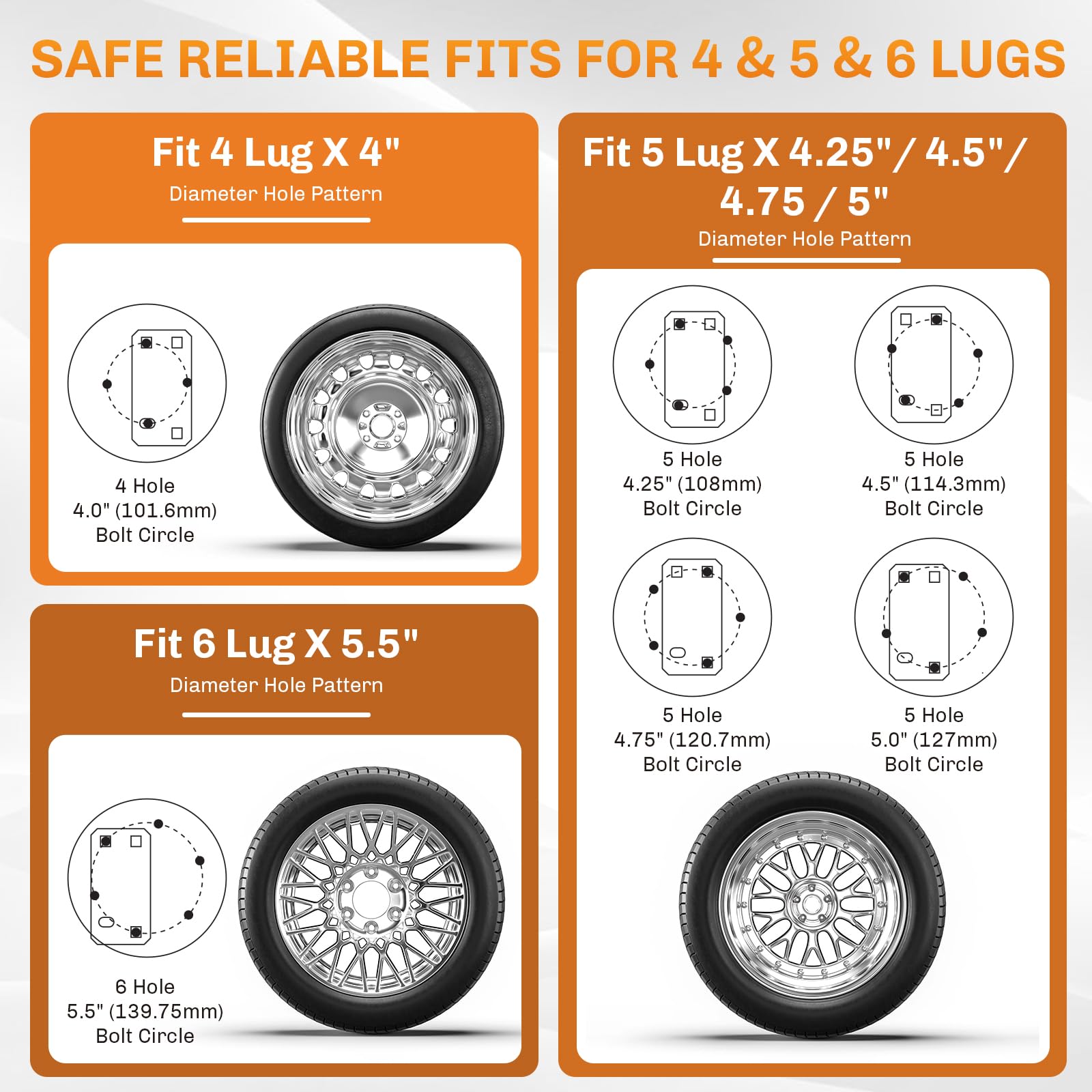 WELLUCK universal-fit spare tire mount on a trailer.