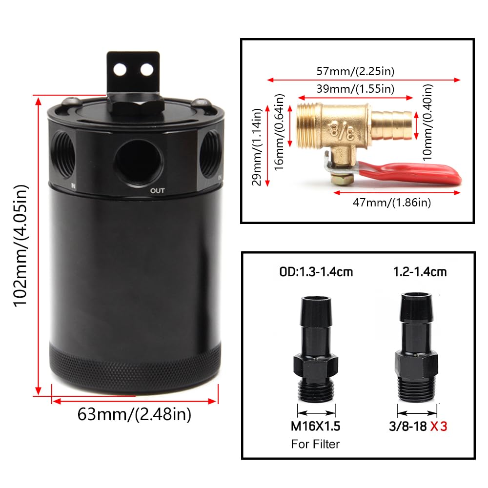 WENJTP oil catch can with baffle system reduces moisture buildup in the crankcase.
