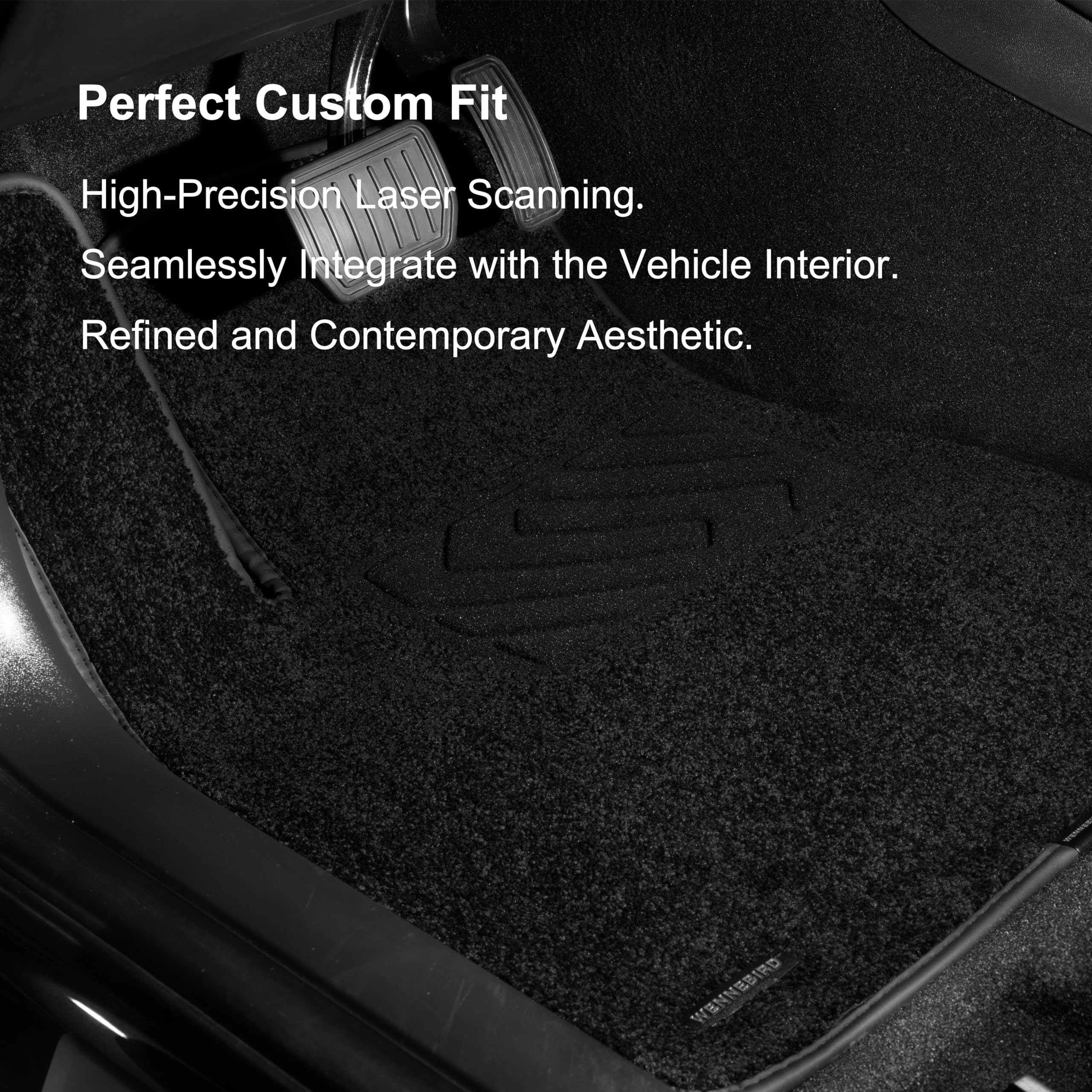 WENNEBIRD Tesla Model 3 Highland front passenger mat offers plush comfort and protection.