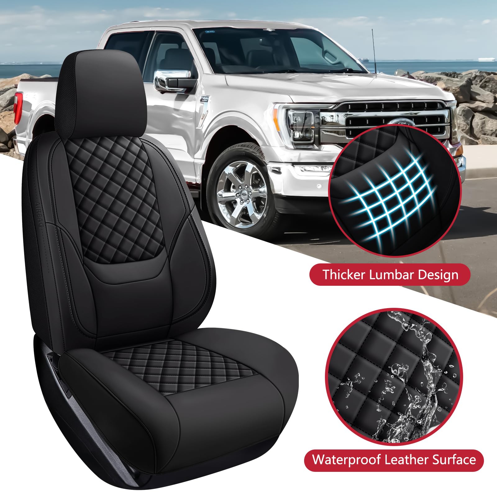 WENNFOUR F150 seat covers ergonomic lumbar support for long drives