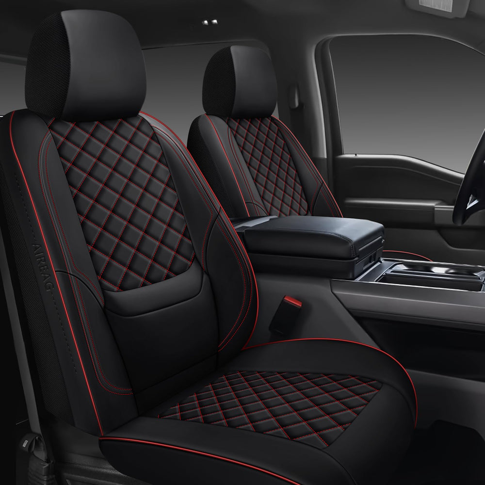 WENNFOUR F150 front seat covers show precise custom fit and faux leather protection