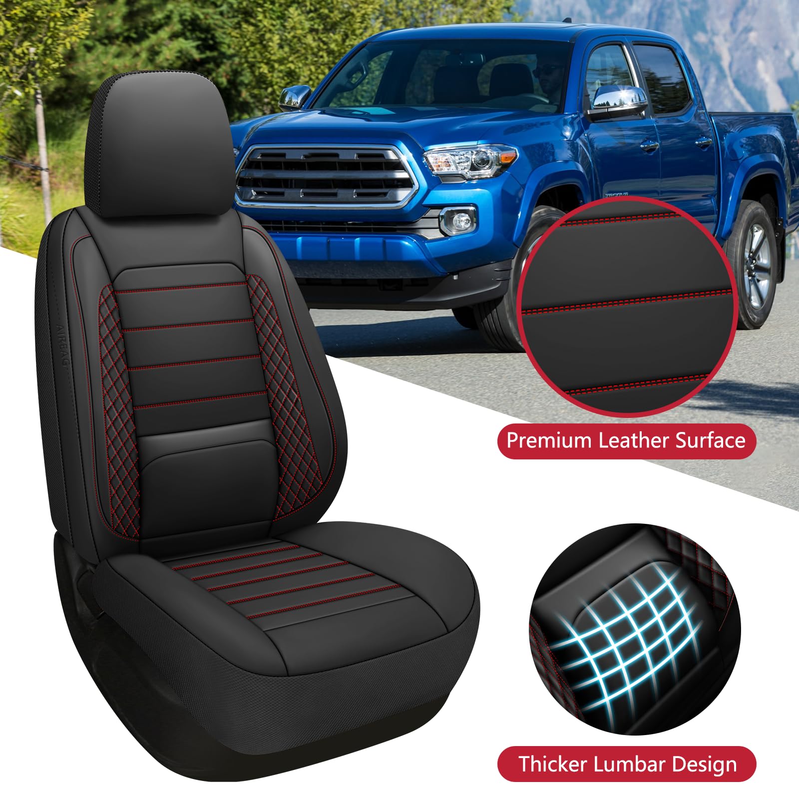 WENNFOUR Tacoma seat covers are airbag-compatible for safety