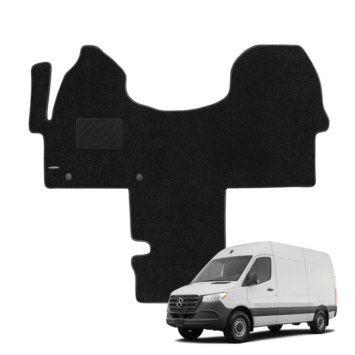 WENNEBIRD front row Sprinter mat protects flooring and enhances interior look.