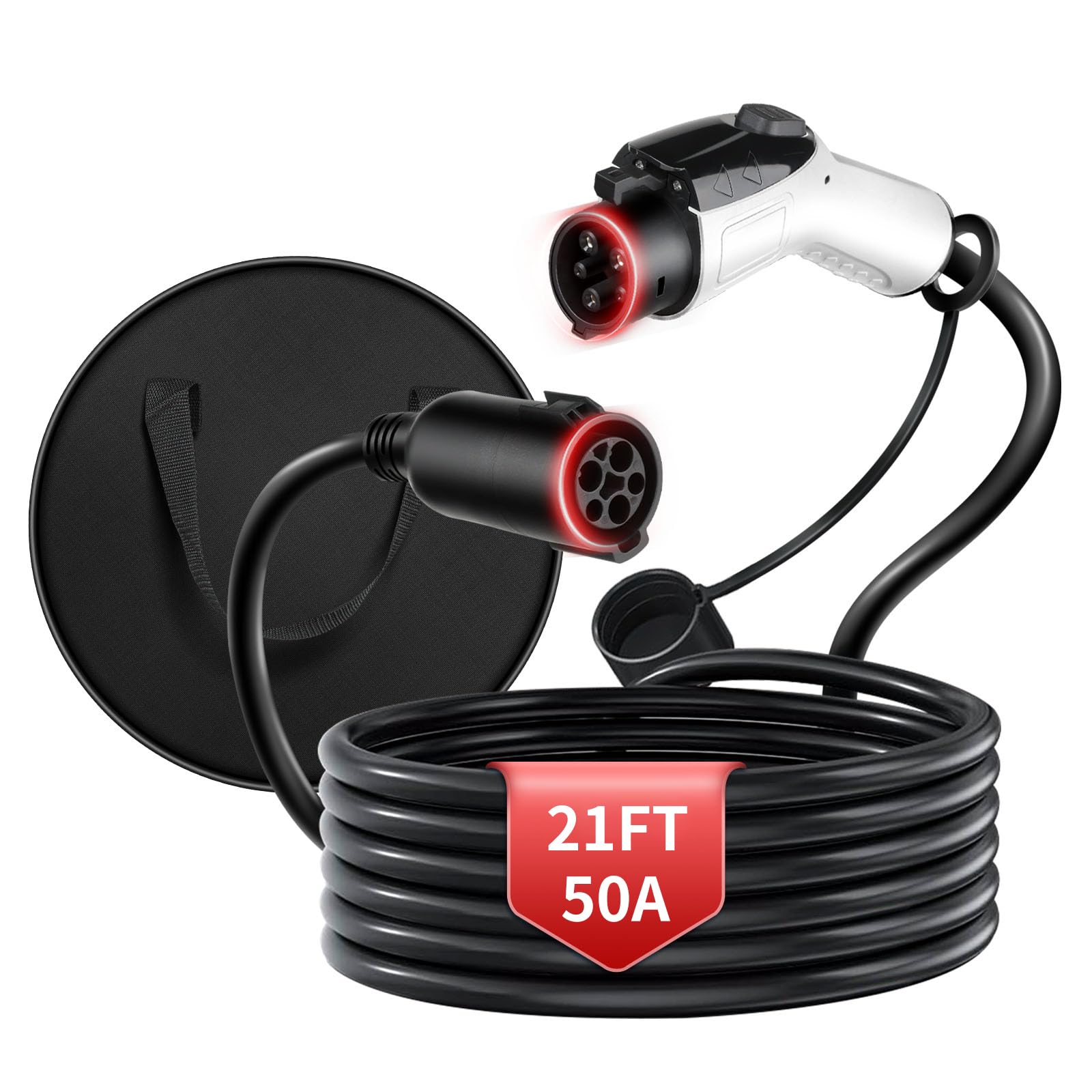 WenStorm 50A 21ft extension cable extends reach for flexible EV charging.