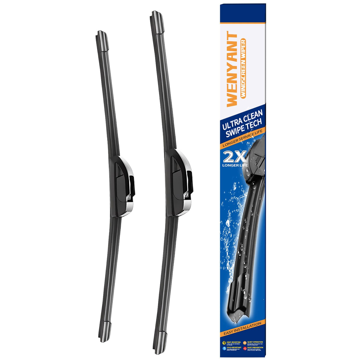 Wenyant 20-inch front wiper blades pair delivering clear visibility in rain