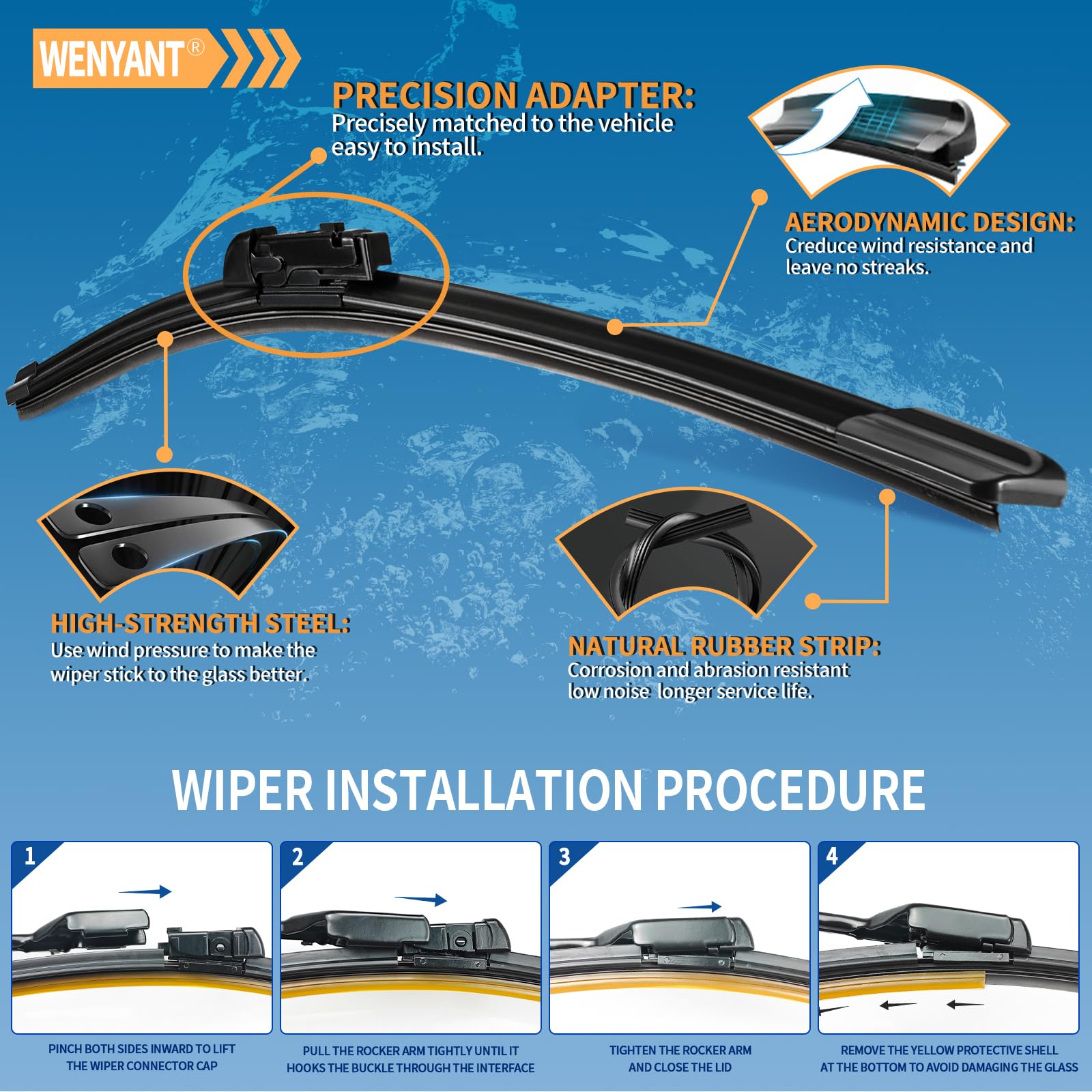 Wenyant rear wiper 14-inch blade improving rear visibility.