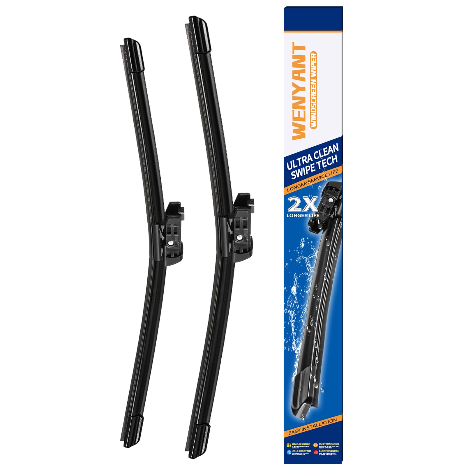 Wenyant windshield wipers front blades set for quick, streak-free visibility
