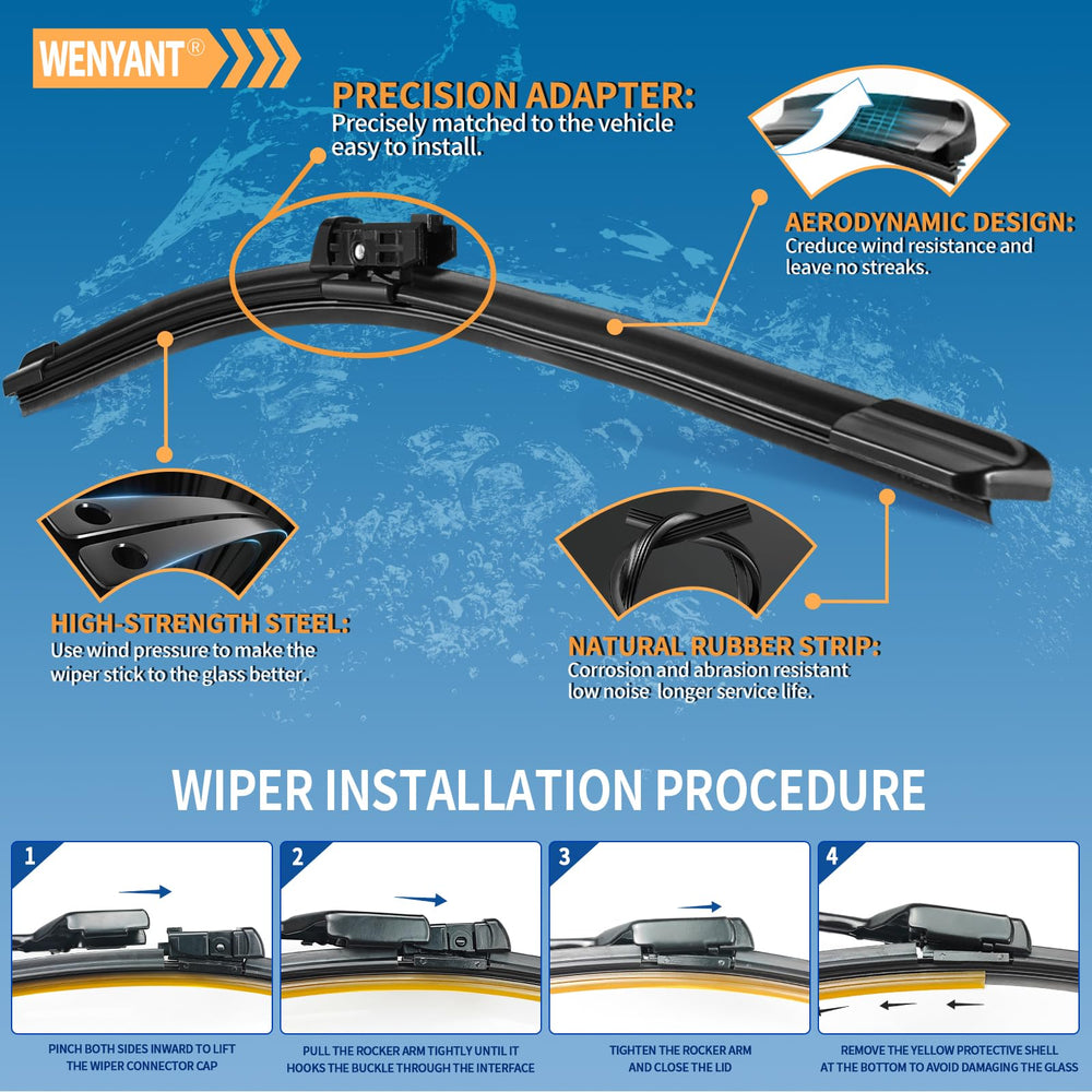 Wenyant wiper blade packaging shows the two-blade replacement kit.