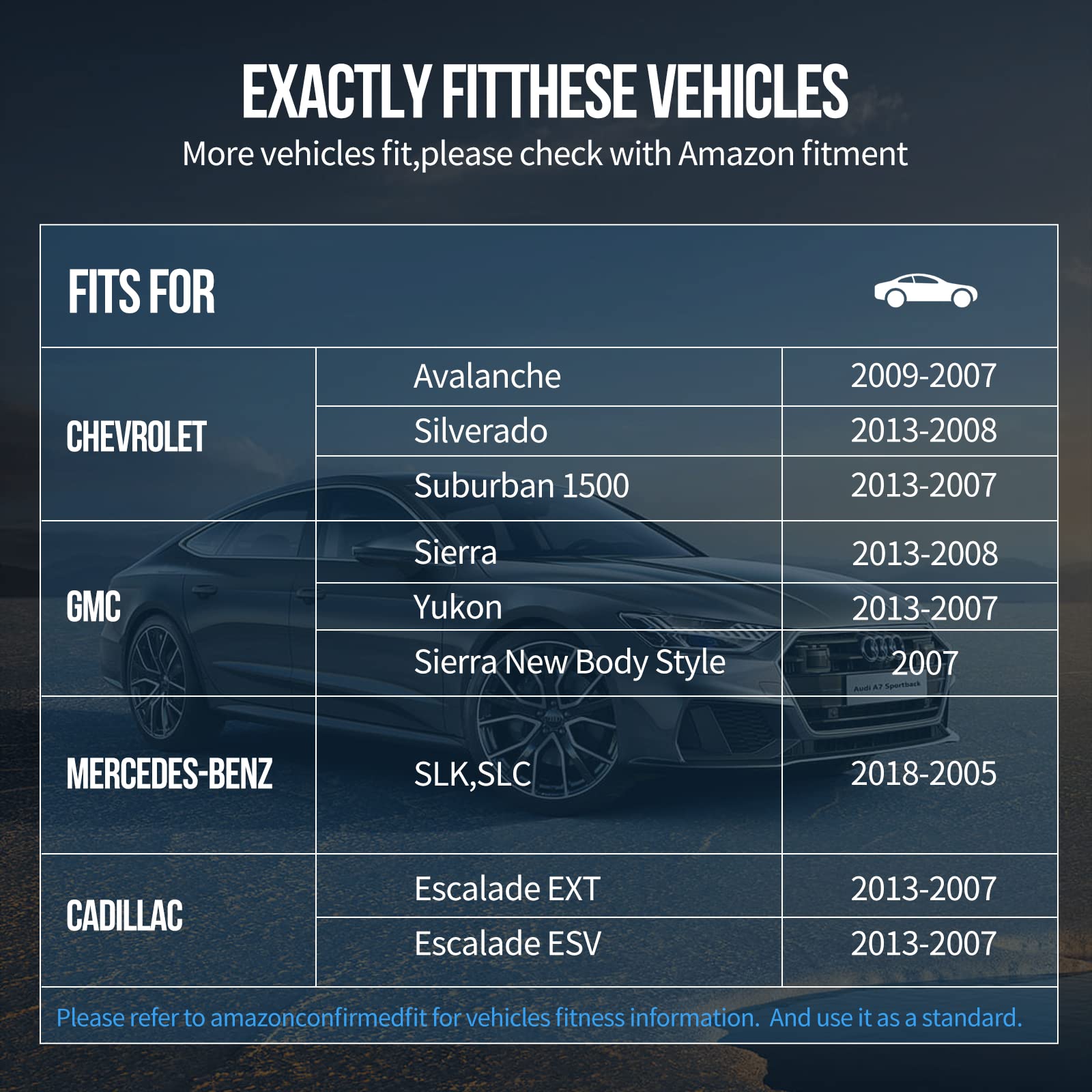 Wenyant compatibility chart confirms broad fitment across Chevy and GMC models.