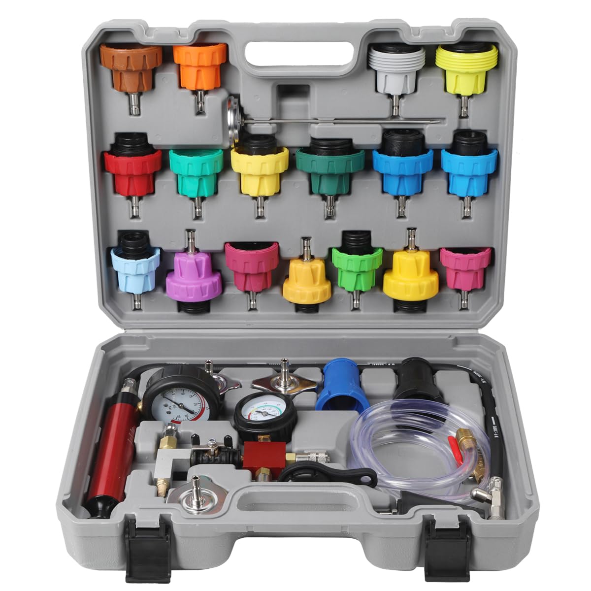 Wenzhon radiator pressure tester kit box keeps all parts organized for easy storage