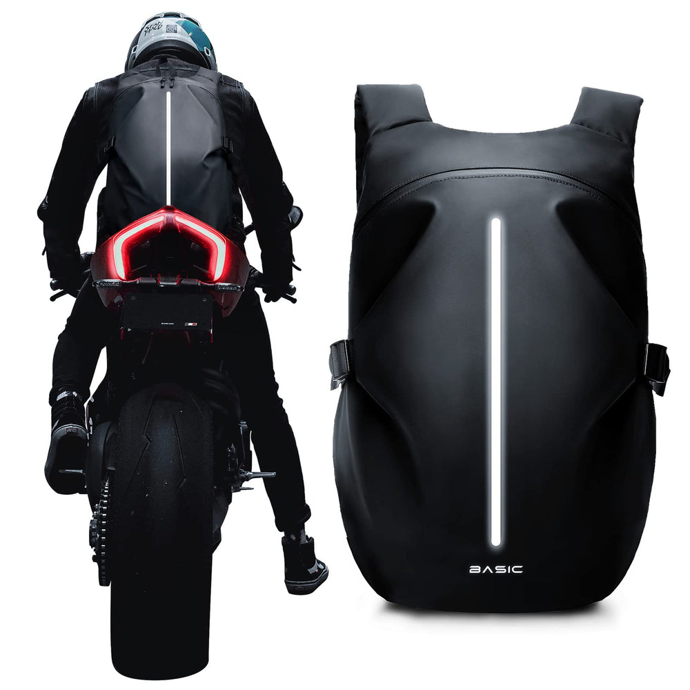 WEPLAN motorcycle backpack helmet-compartment keeps your helmet secure while riding.