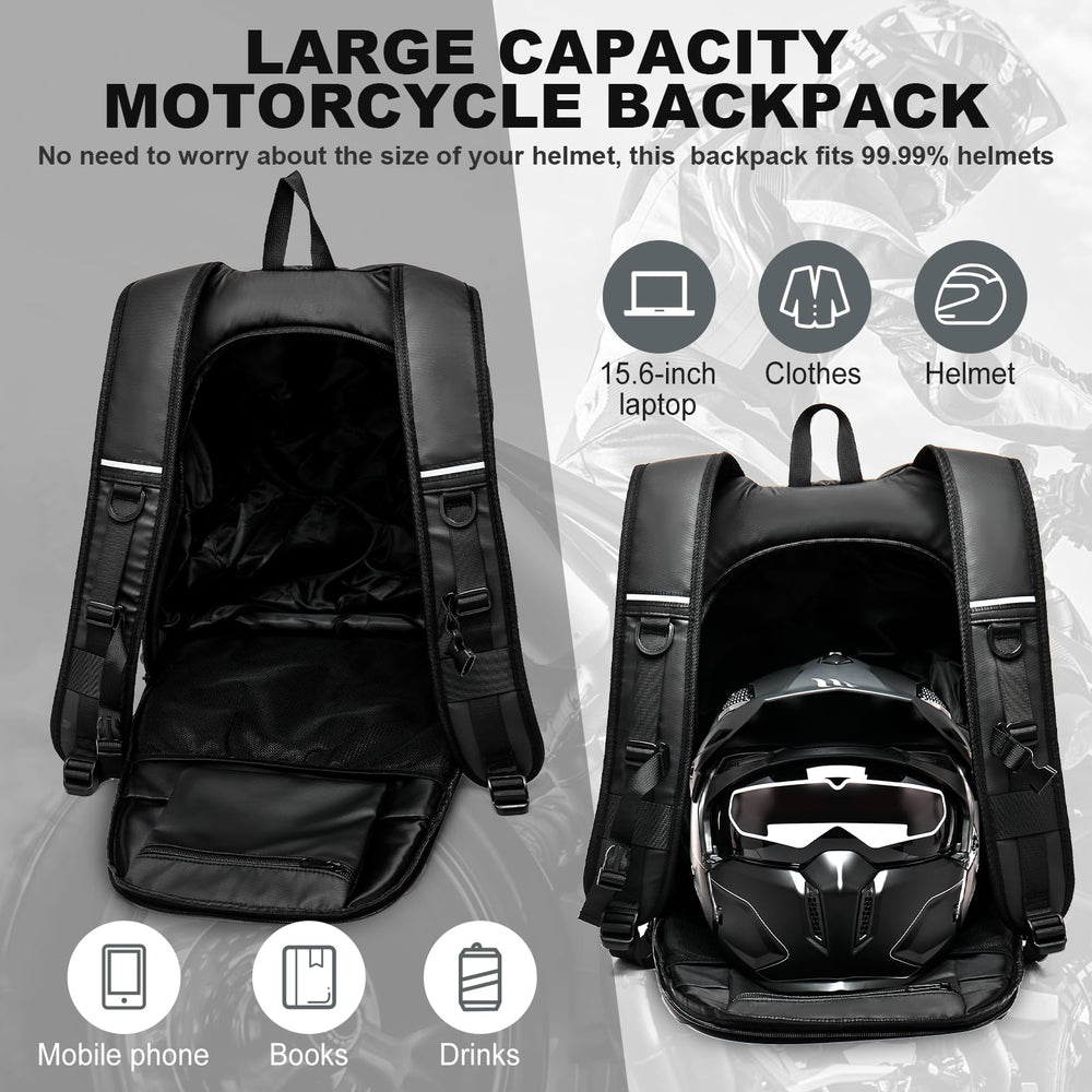 WEPLAN motorcycle helmet backpack laptop compartment protecting a 14-inch device