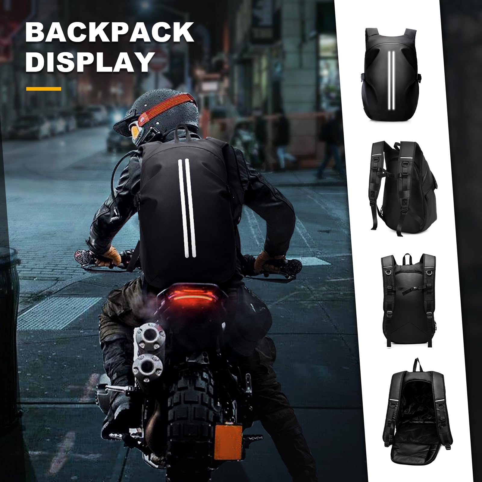 WEPLAN motorcycle helmet backpack organized interior view