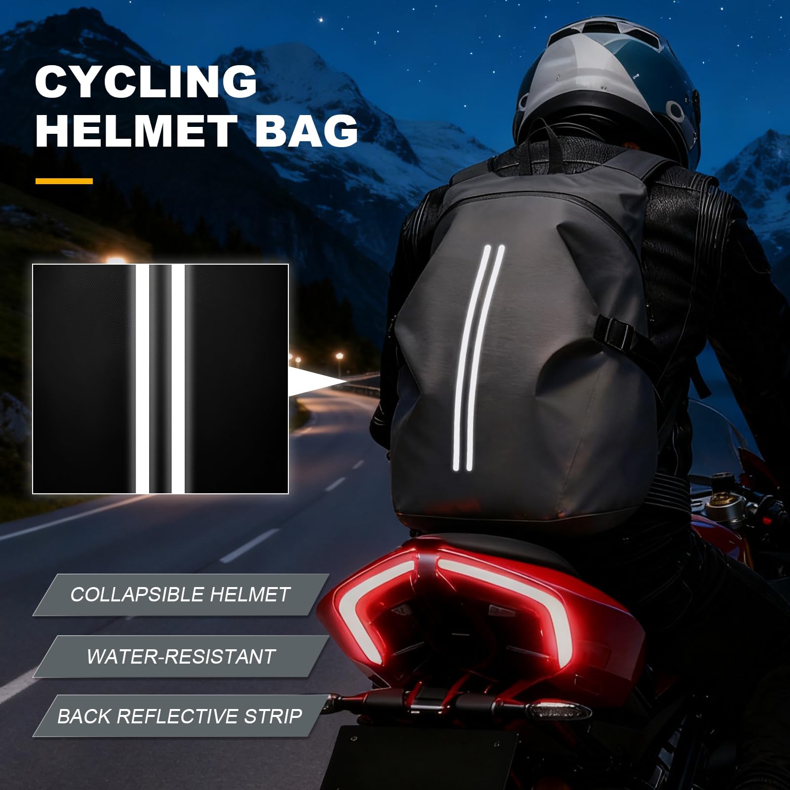 WEPLAN motorcycle helmet backpack reflective strip for night visibility
