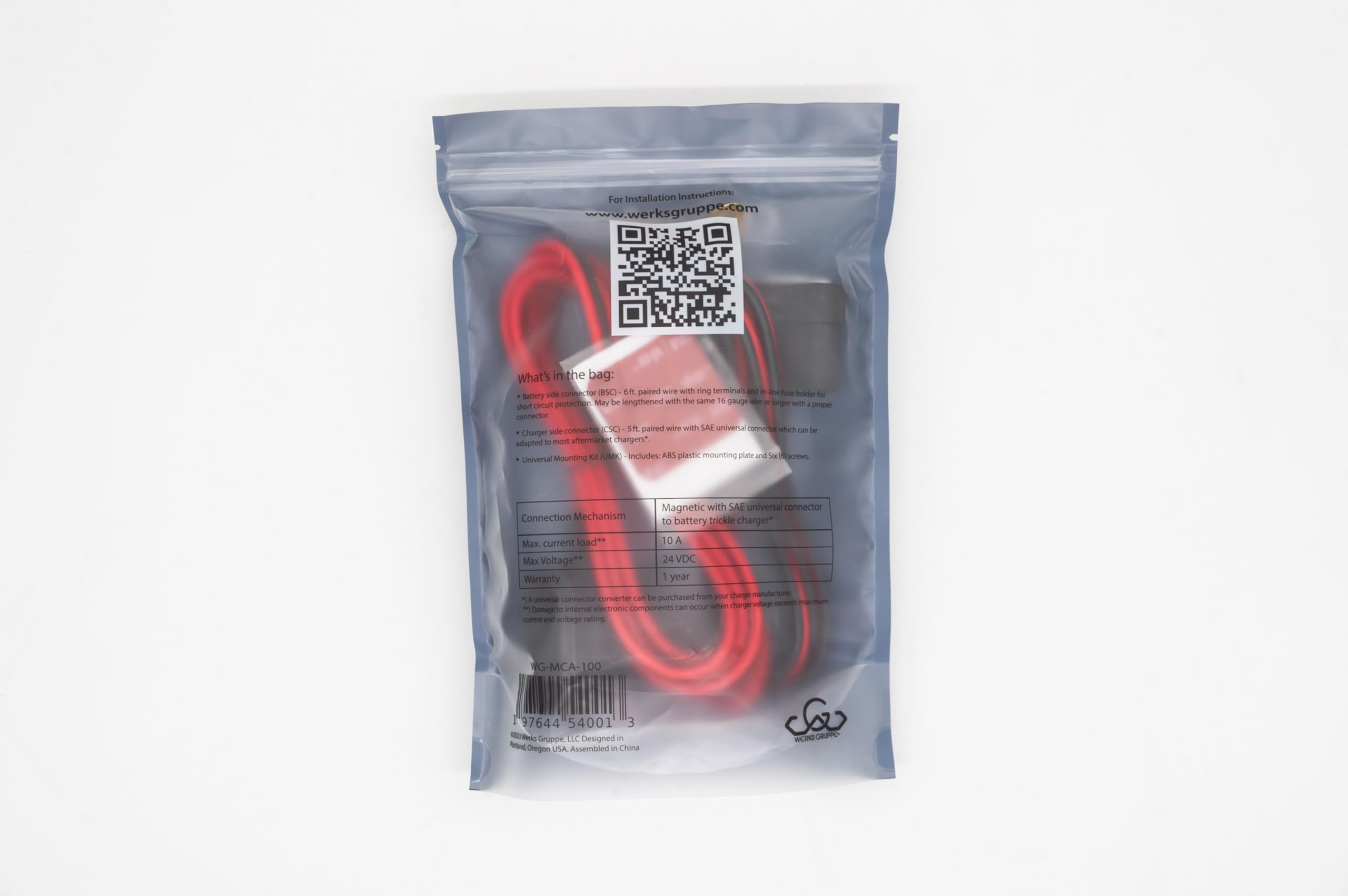 Werks Gruppe ChargeSafe LED indicator shows proper connection status