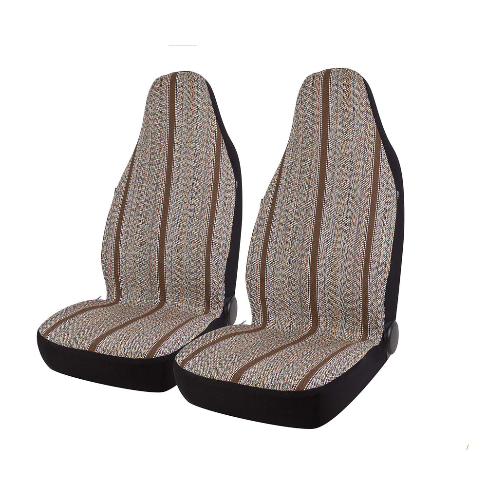 West Coast Auto Baja Blanket bucket seat cover front view showing rich brown color