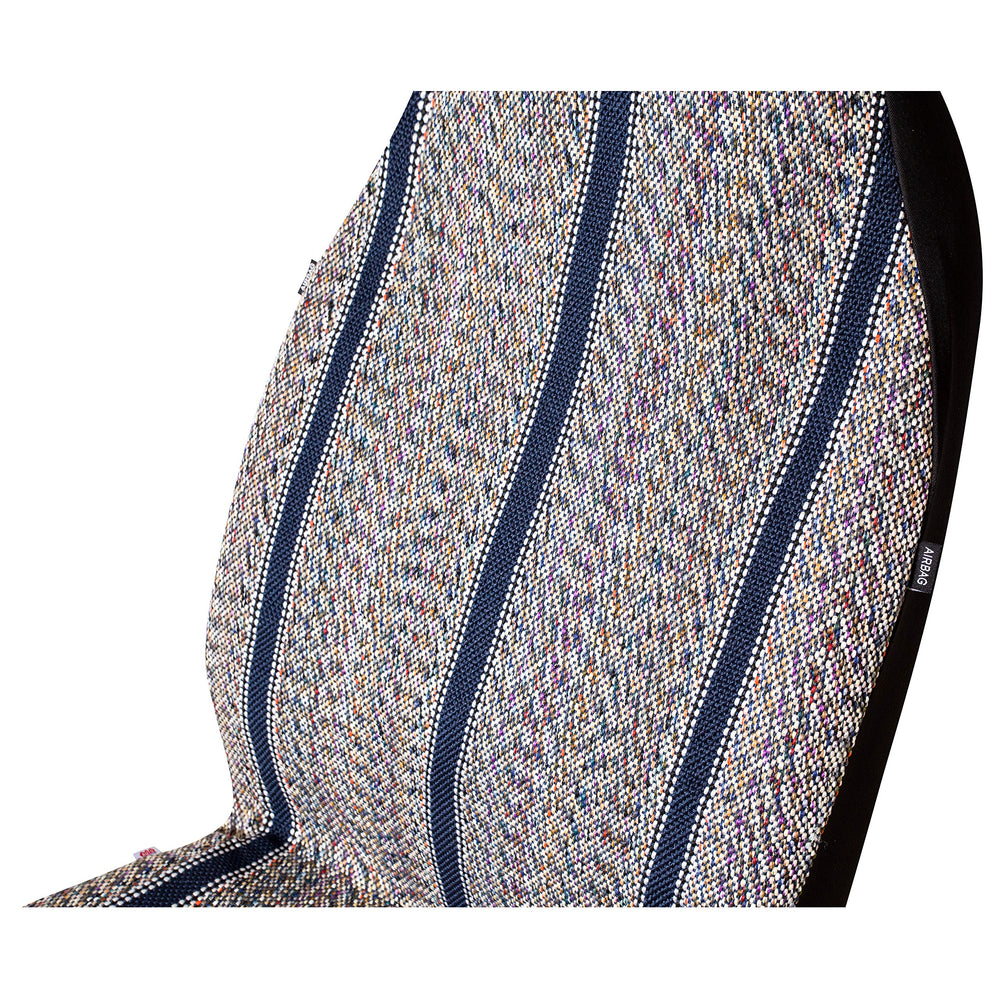 West Coast Auto Baja blanket seat cover blue side airbag demonstrates safety-compatible design