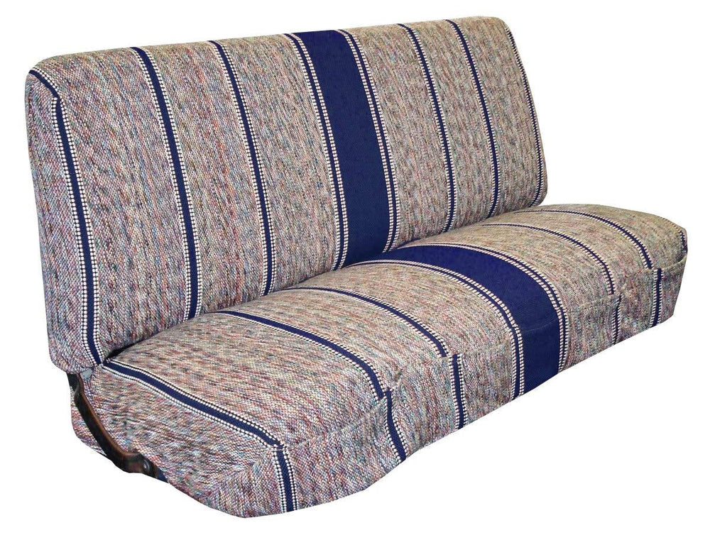West Coast Auto Baja saddle blanket bench cover blue front view with durable protection for seats