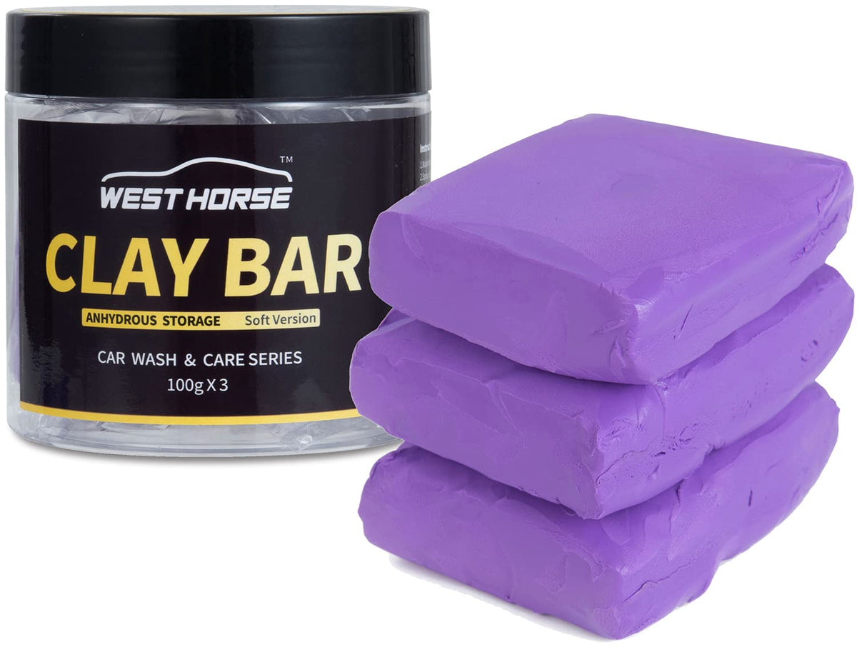 WEST HORSE clay bar 3x100g pack for deep paint decontamination.