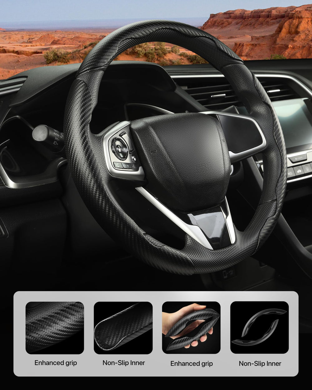 West Llama steering wheel sleeve for Pilot with three-piece snap-on design.
