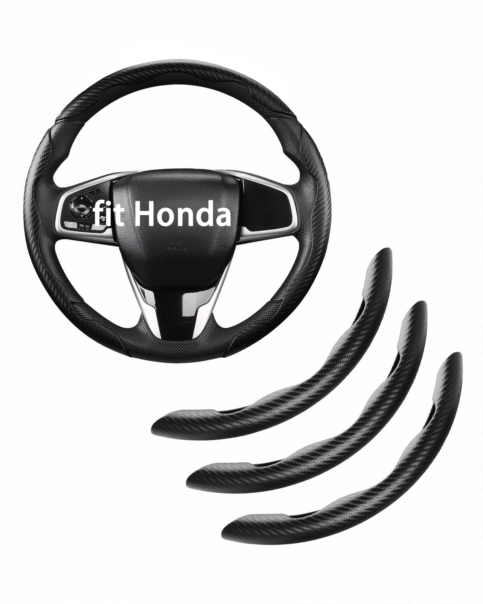 West Llama carbon fiber steering wheel cover on Honda Civic enhances grip and hides wear.