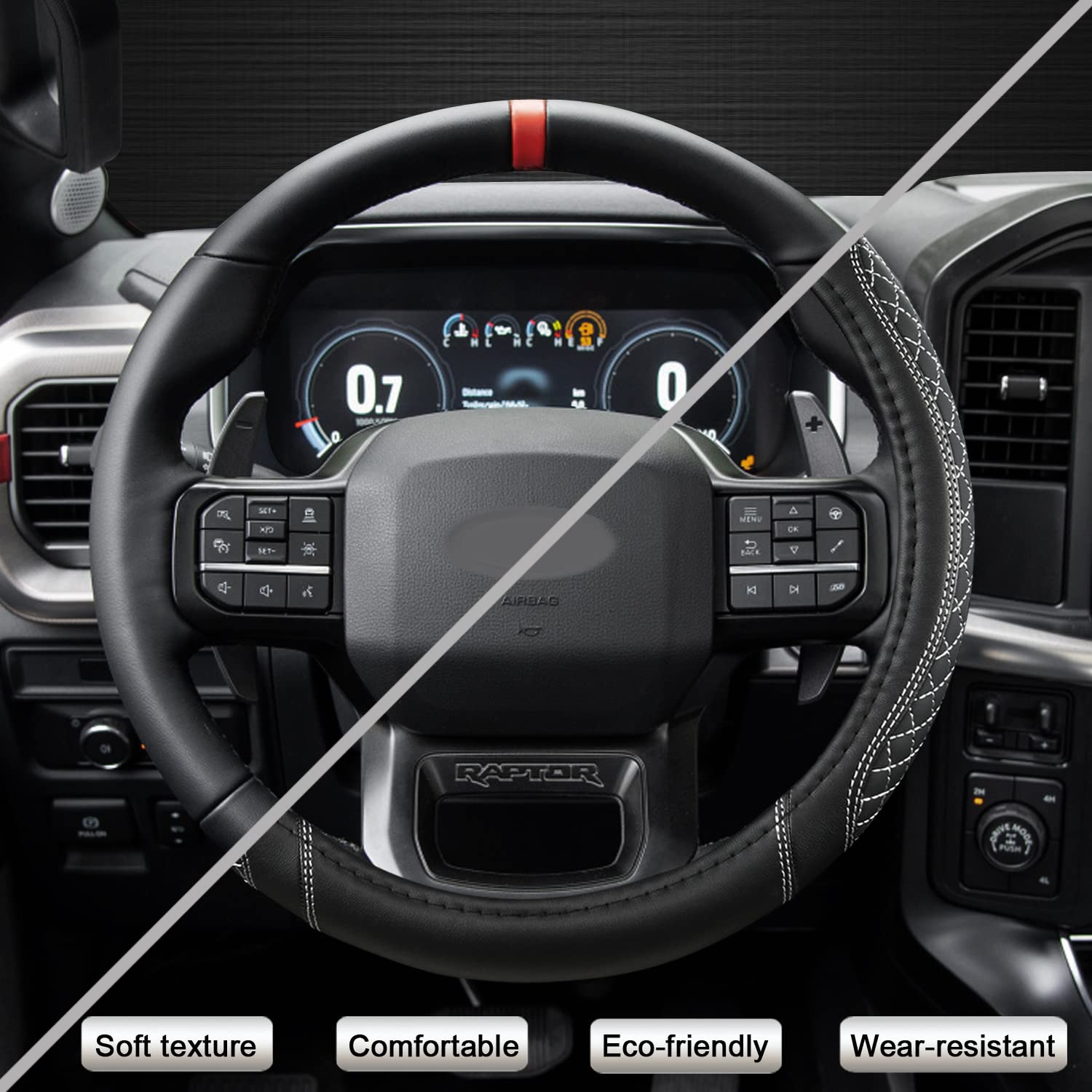 West Llama black gray quilted cover enhances the car interior with a refined, cohesive look.