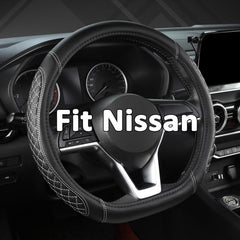 West Llama diamond quilted cover on a Nissan wheel enhances grip.