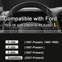West Llama diamond quilted steering wheel cover for Ford F-250 improves control on rough roads.