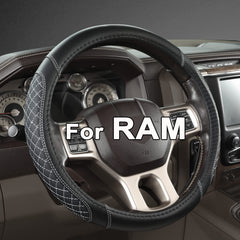 West Llama Dodge Ram diamond quilted steering wheel cover adds style and grip.