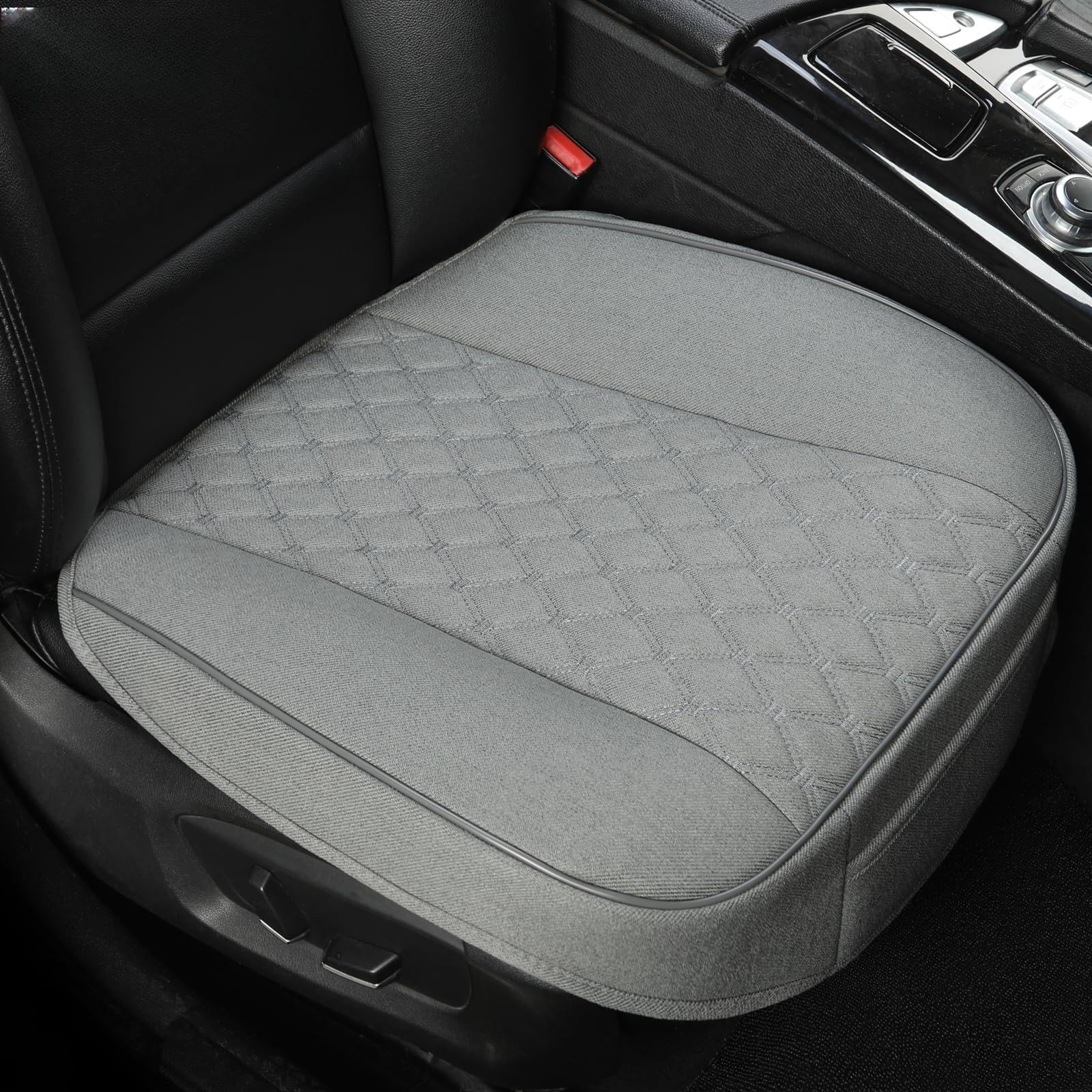 West Llama linen front seat cover with diamond pattern in gray, universal fit protection.