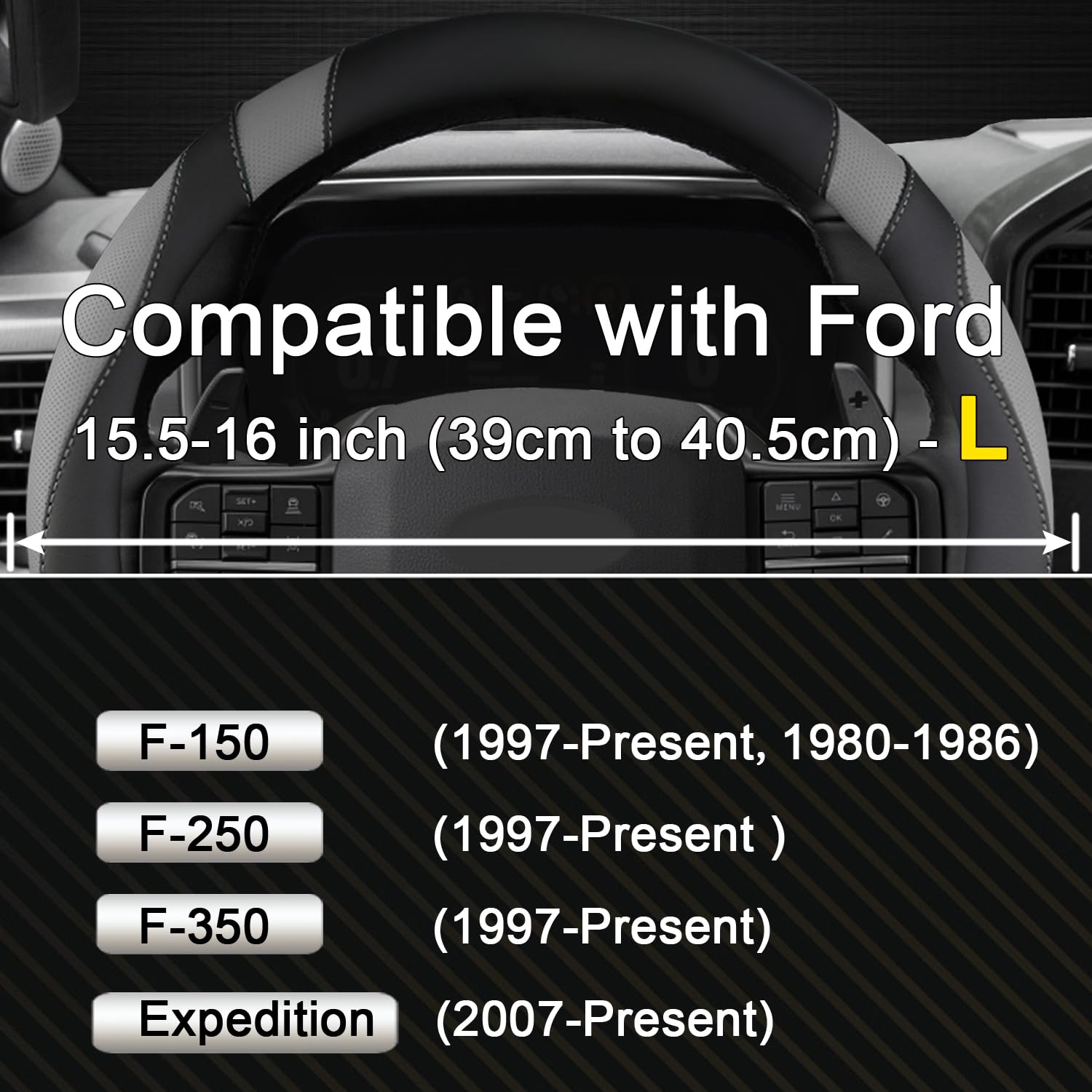 West Llama steering wheel cover on Ford F-250 highlighting anti-slip grip