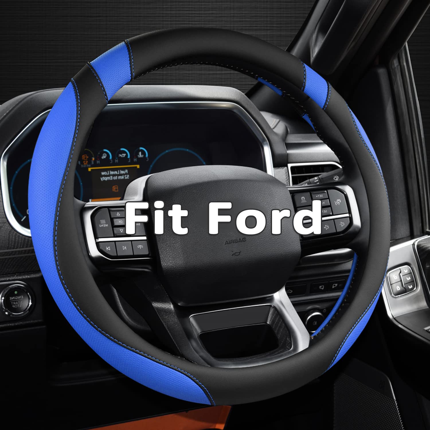 West Llama steering wheel cover on Ford F-150 front view enhances grip and style