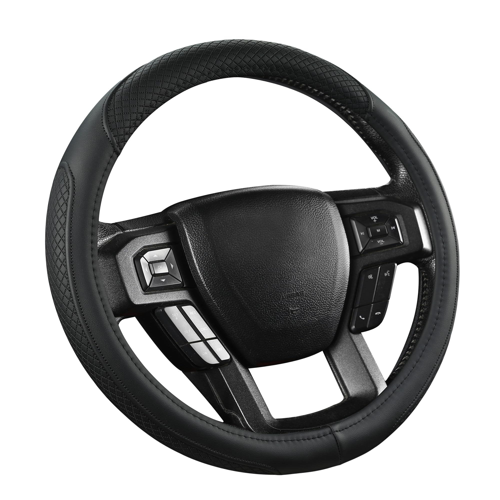 West Llama black standard size steering cover complements cabin aesthetic.