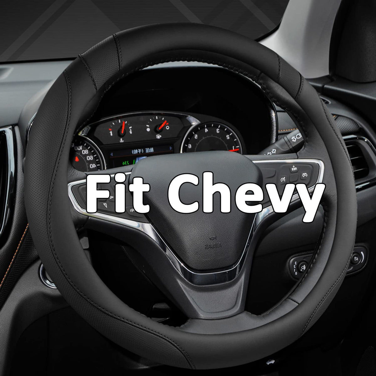 West Llama Chevy steering wheel cover, 14.5–15 inches, enhances grip and control.