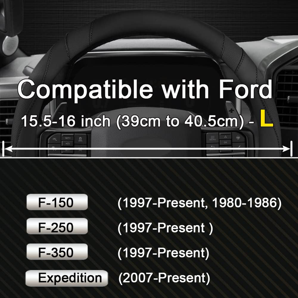West Llama steering wheel cover for Ford F-250 showing durable leather