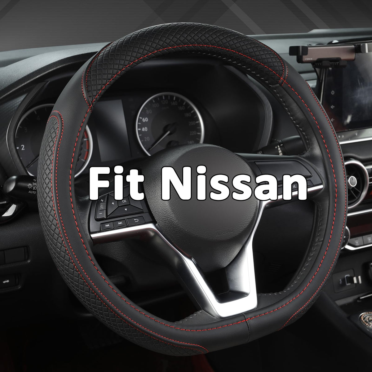 West Llama D-shaped cover for Nissan Rogue close-up showing breathable microfiber texture for grip.