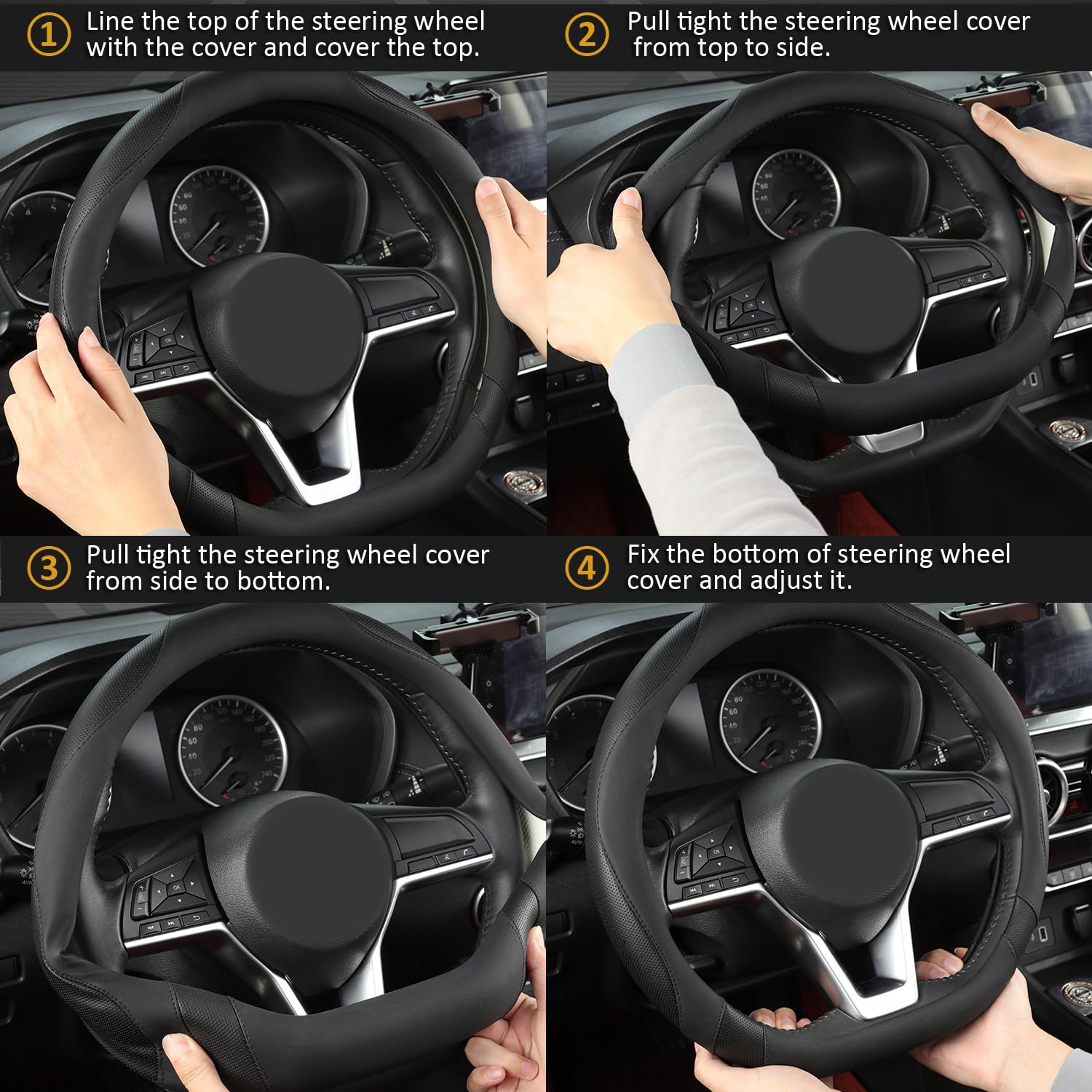 West Llama decorative and protective steering wheel cover in black