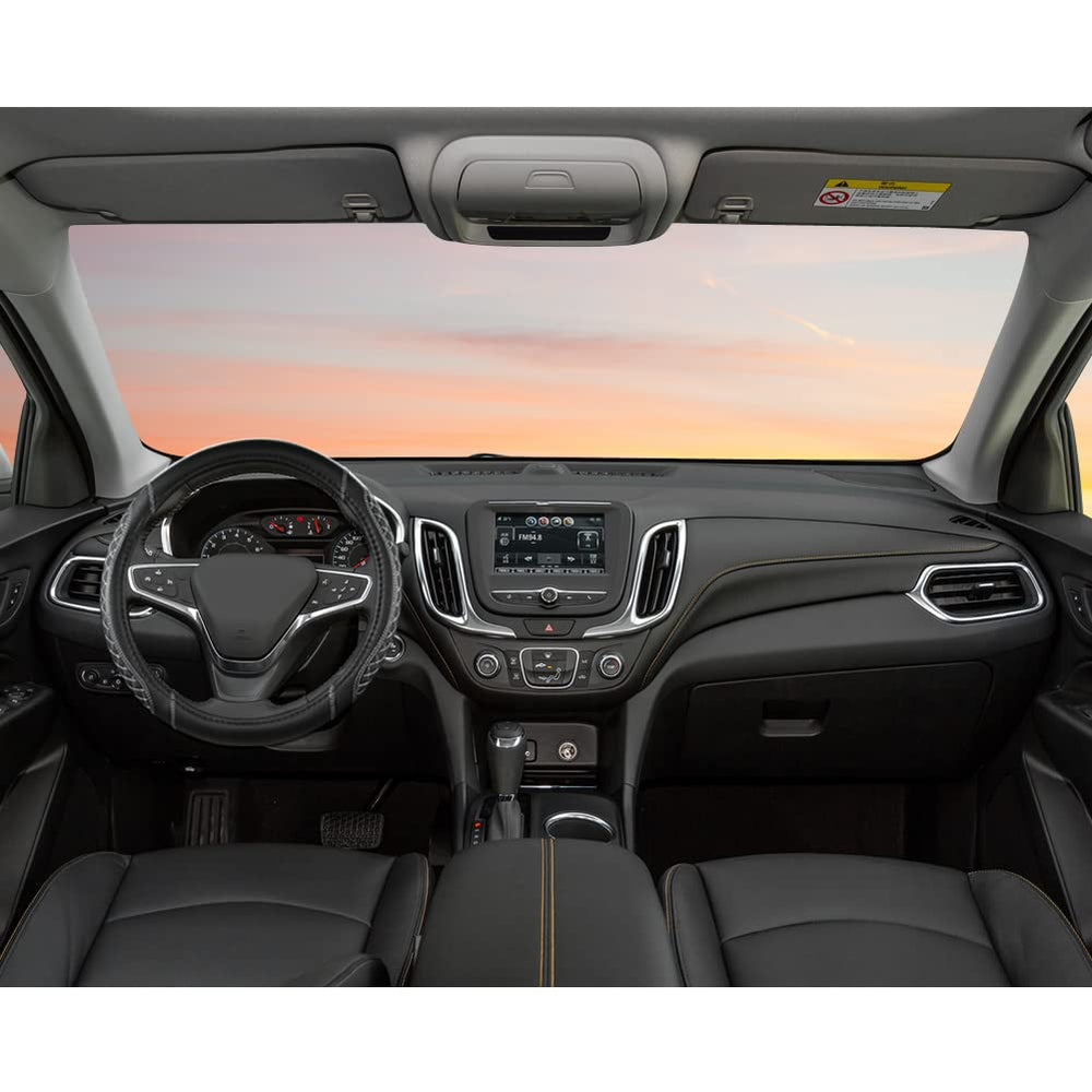 West Llama diamond-quilted steering wheel cover on Chevy Traverse provides premium texture.