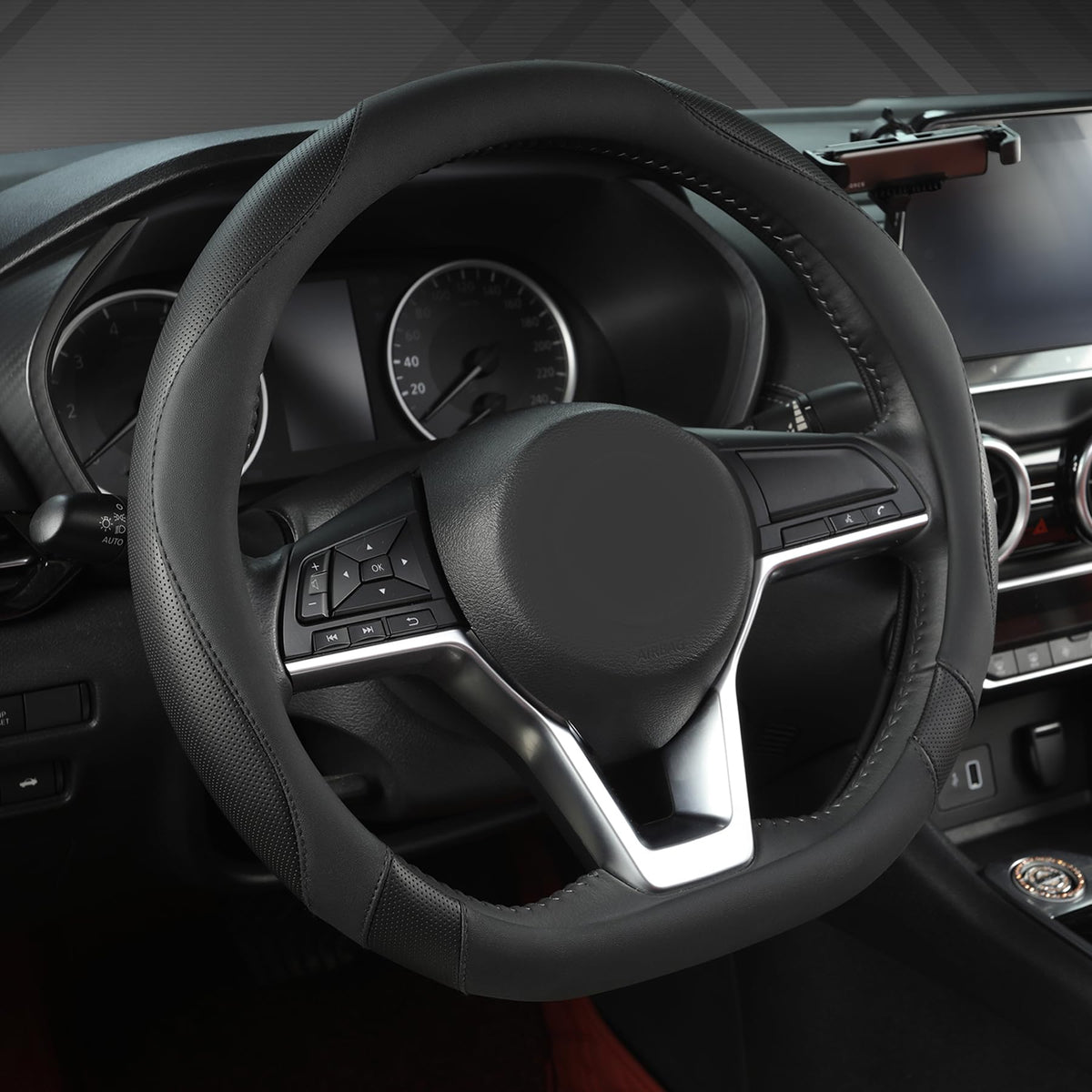 West Llama flat bottom steering cover on Nissan Rogue enhances grip and control