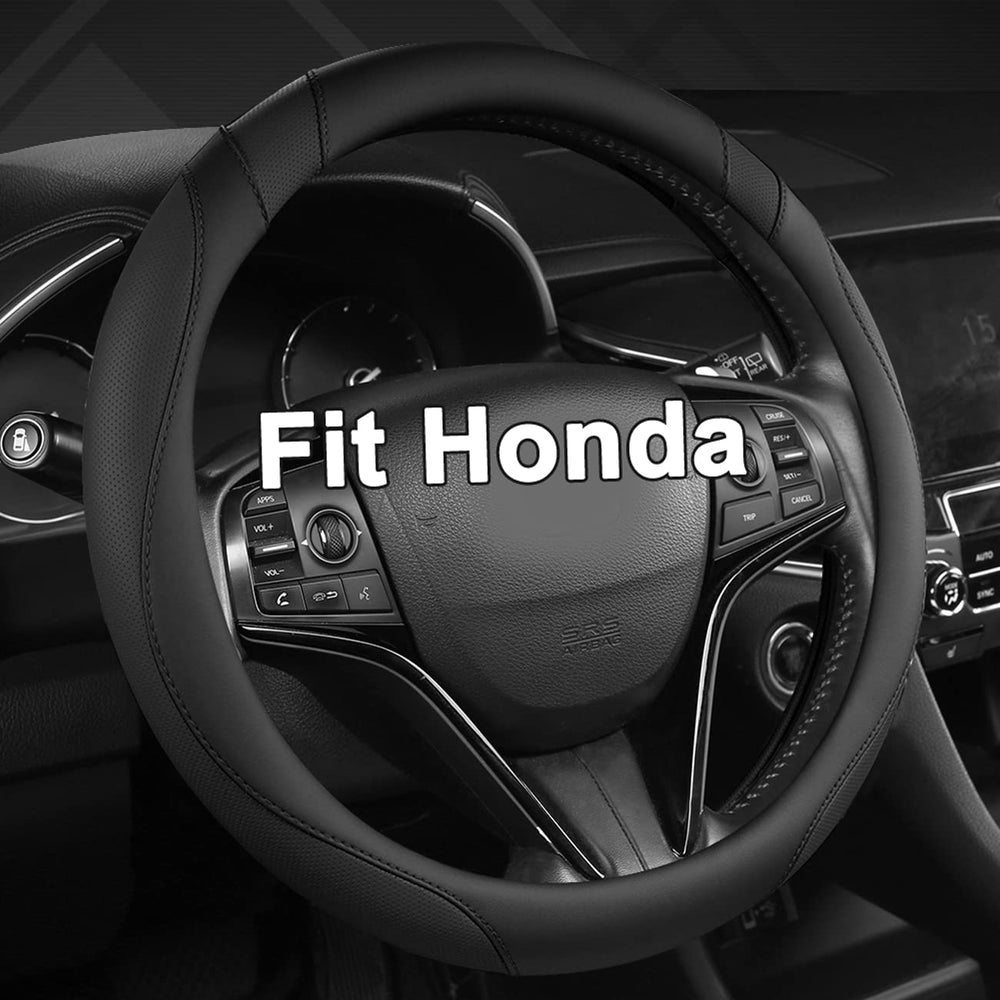 West Llama Honda 15-inch steering wheel cover fits snugly with a black finish.