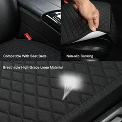 West Llama linen rear bench cover shields back seats from wear.