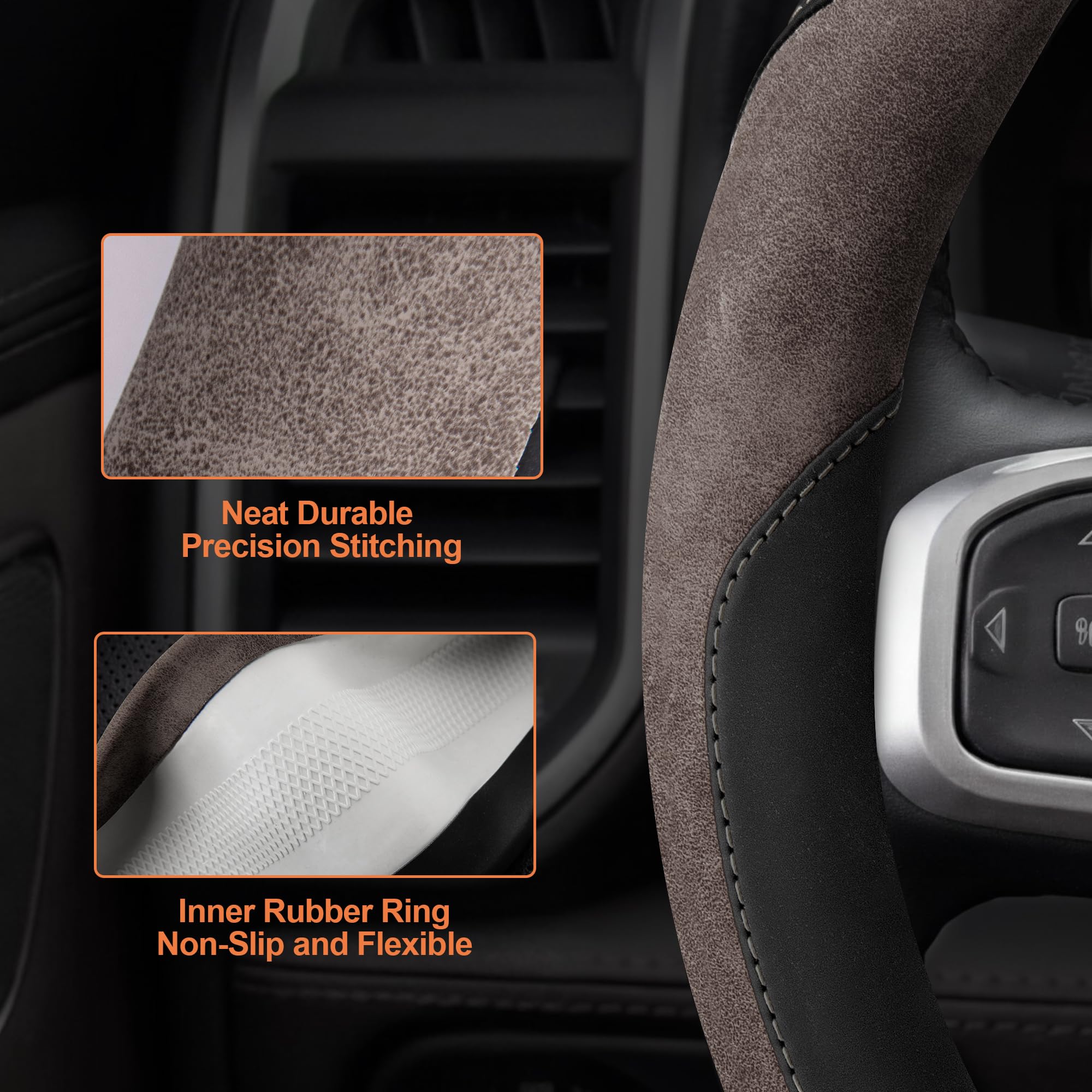 West Llama steering cover, decorative stitching for stylish interior detail