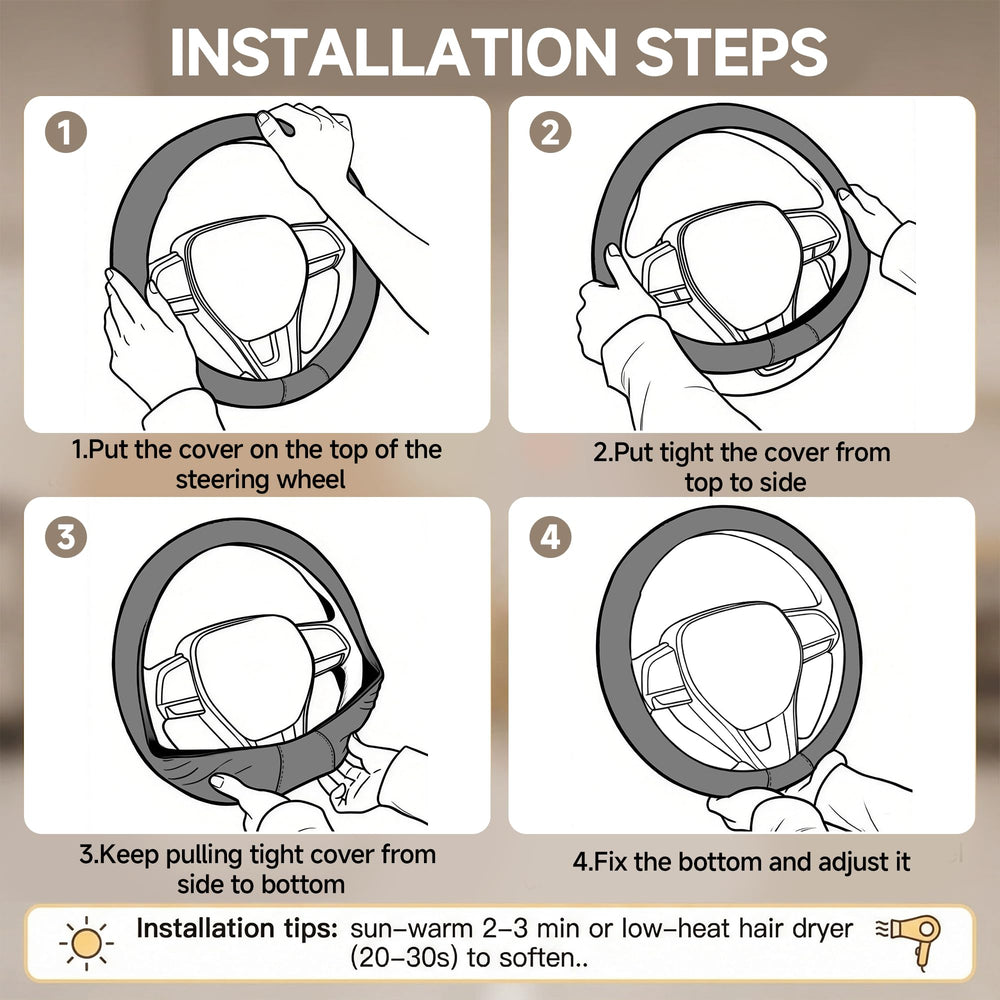 West Llama steering cover, easy-install design for quick, tool-free fitting