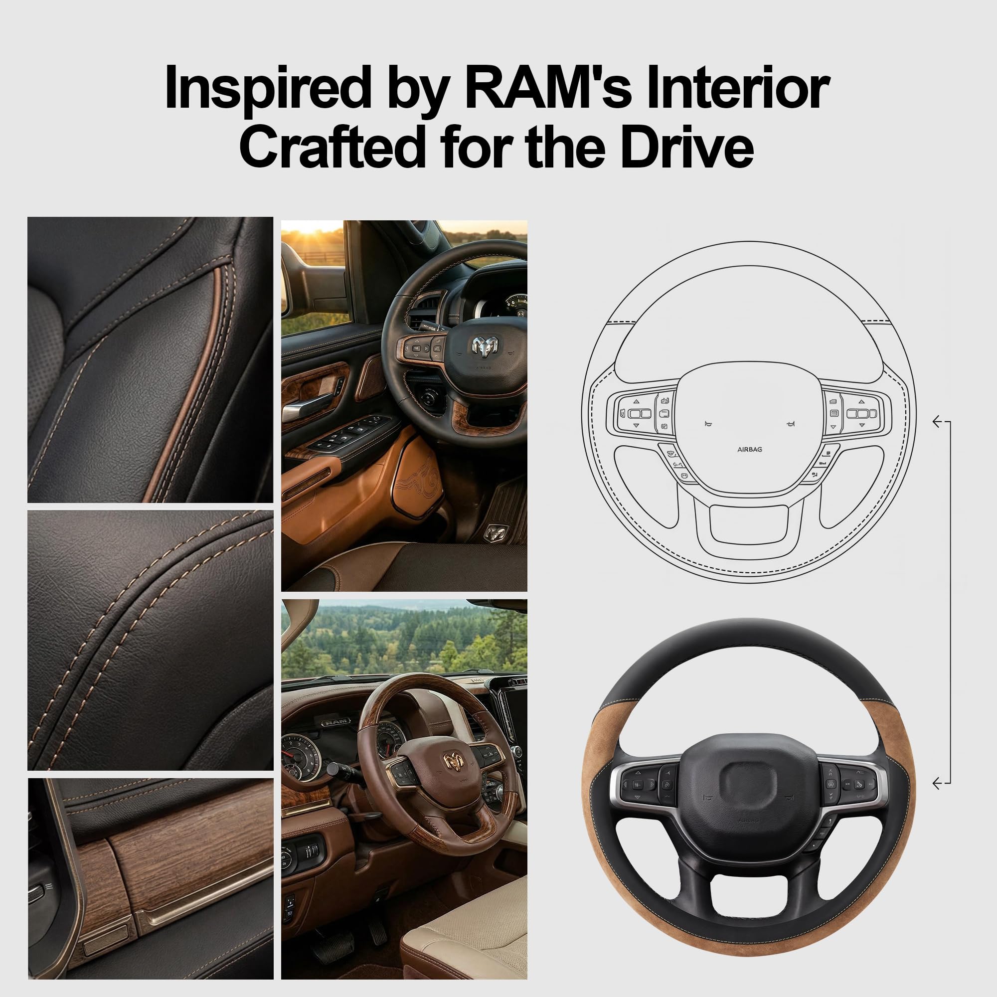 West Llama steering cover, side grip, improves control during daily driving