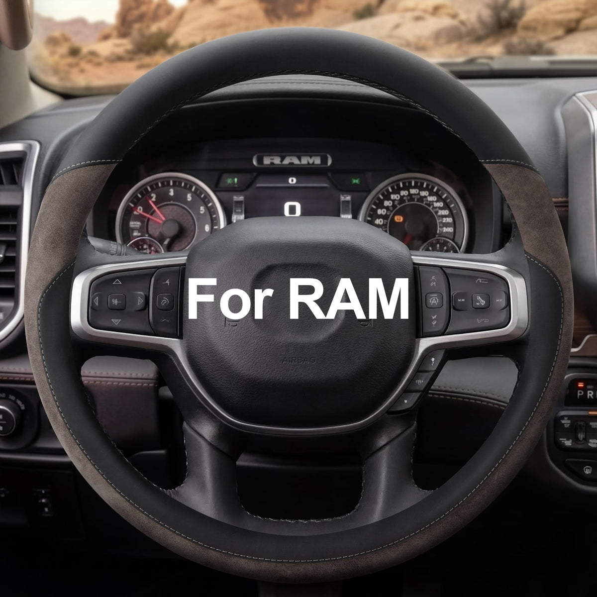 West Llama steering wheel cover for Dodge RAM 1500, top view, premium grip and style