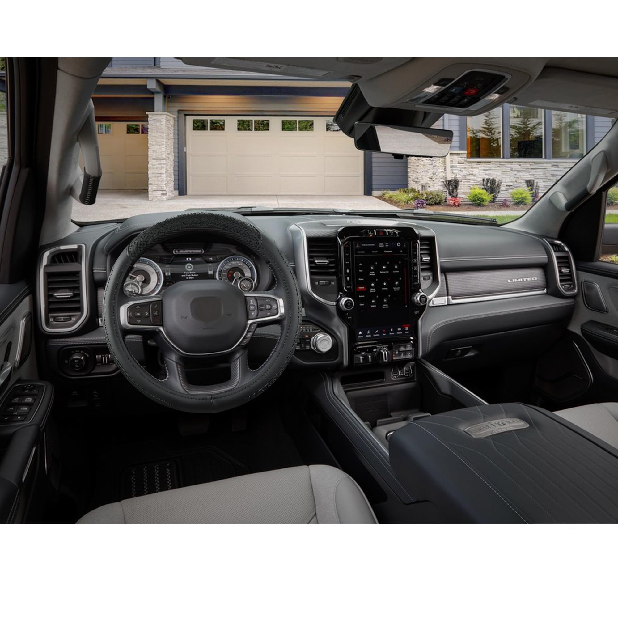 West Llama steering wheel cover dark leather texture signals durable material