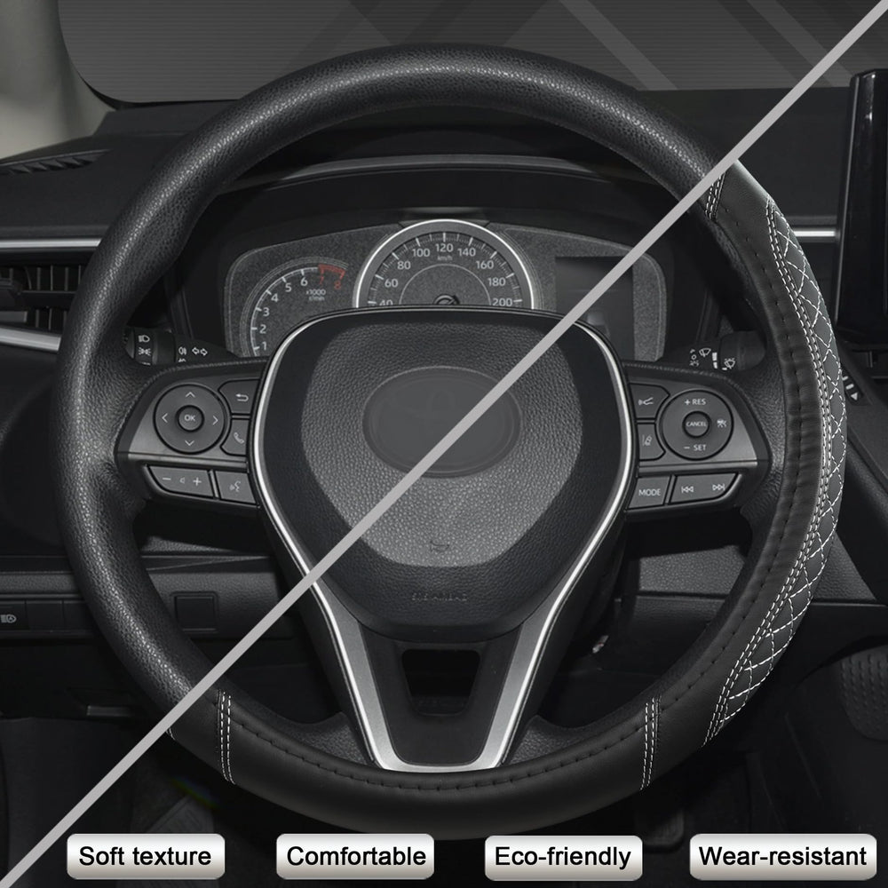 West Llama steering cover for Toyota 16 inch wheel adds comfort and style with diamond quilting.