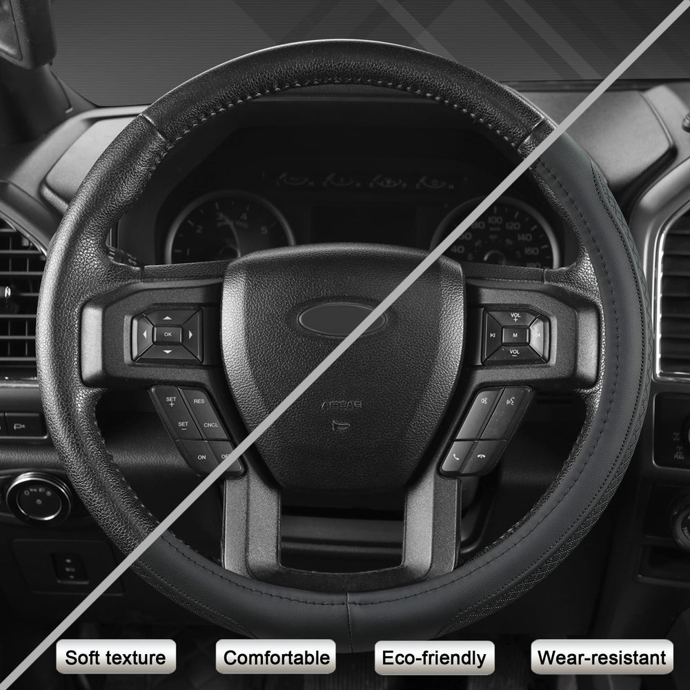 West Llama leather steering wheel cover with anti-slip inner rubber for secure grip