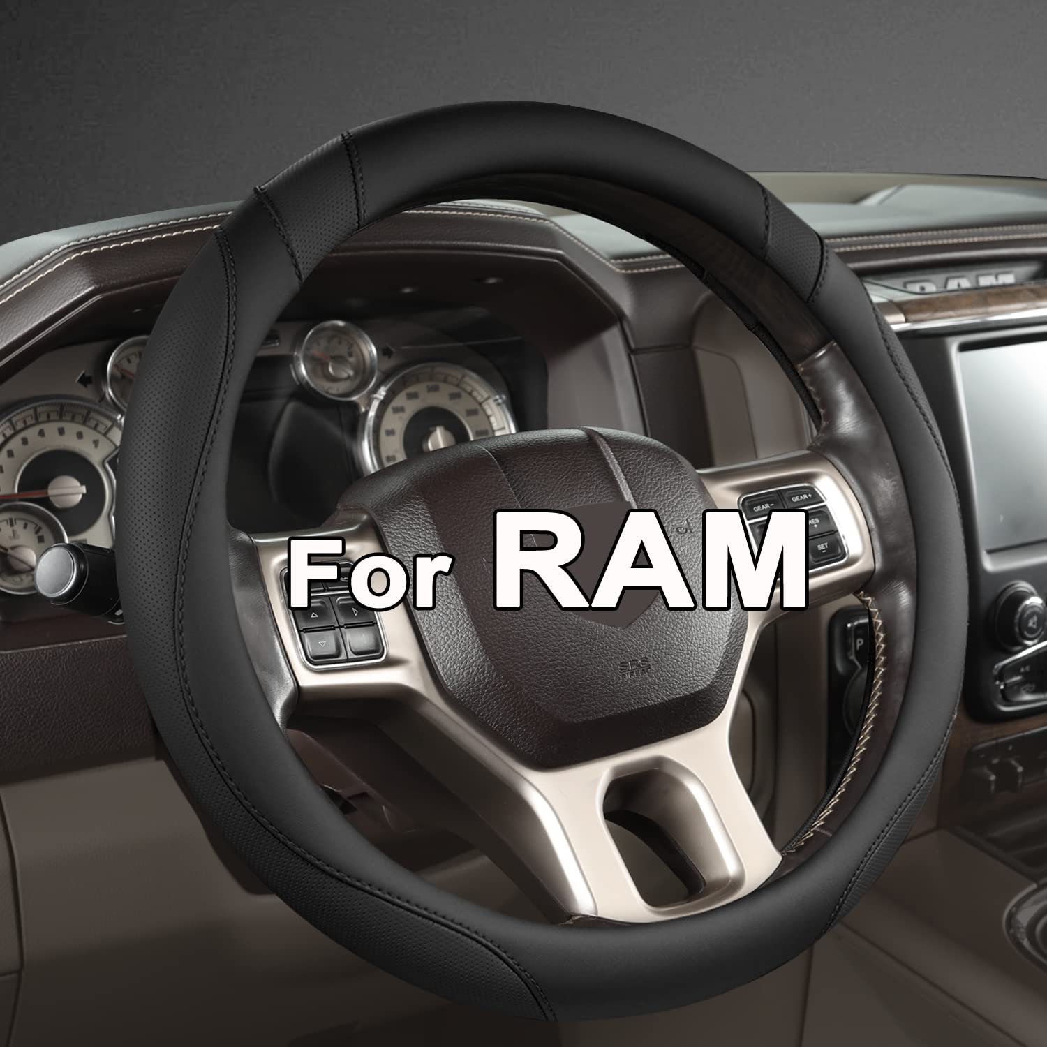 West Llama steering wheel cover for Dodge RAM; snug fit improves grip.