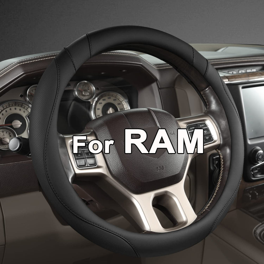 West Llama steering wheel cover for Dodge RAM; snug fit improves grip.